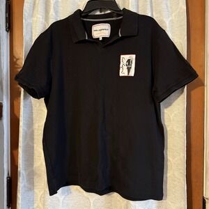 Karl Lagerfeld Men's Button Up Knit Polo Shirt Black In Size XLarge